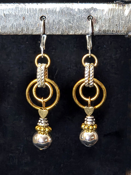 STERLING SILVER over hematite, GOLD with SS LEVER BACK EAR WIRES