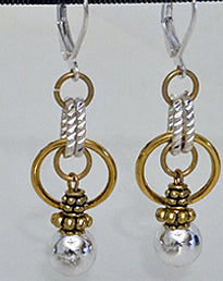 STERLING SILVER over hematite, GOLD with SS LEVER BACK EAR WIRES