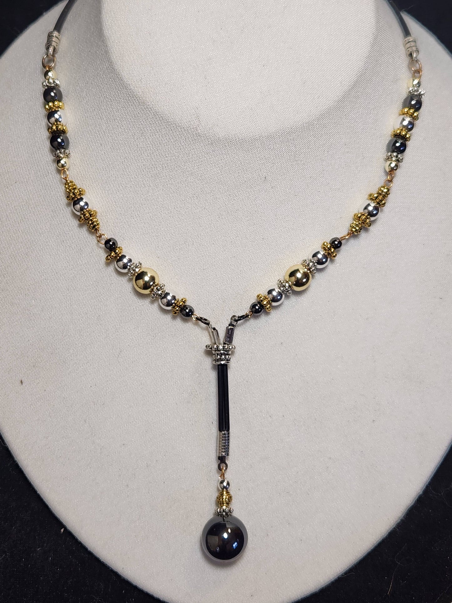GOLD, STERLING SILVER, GUNMETAL LARIAT