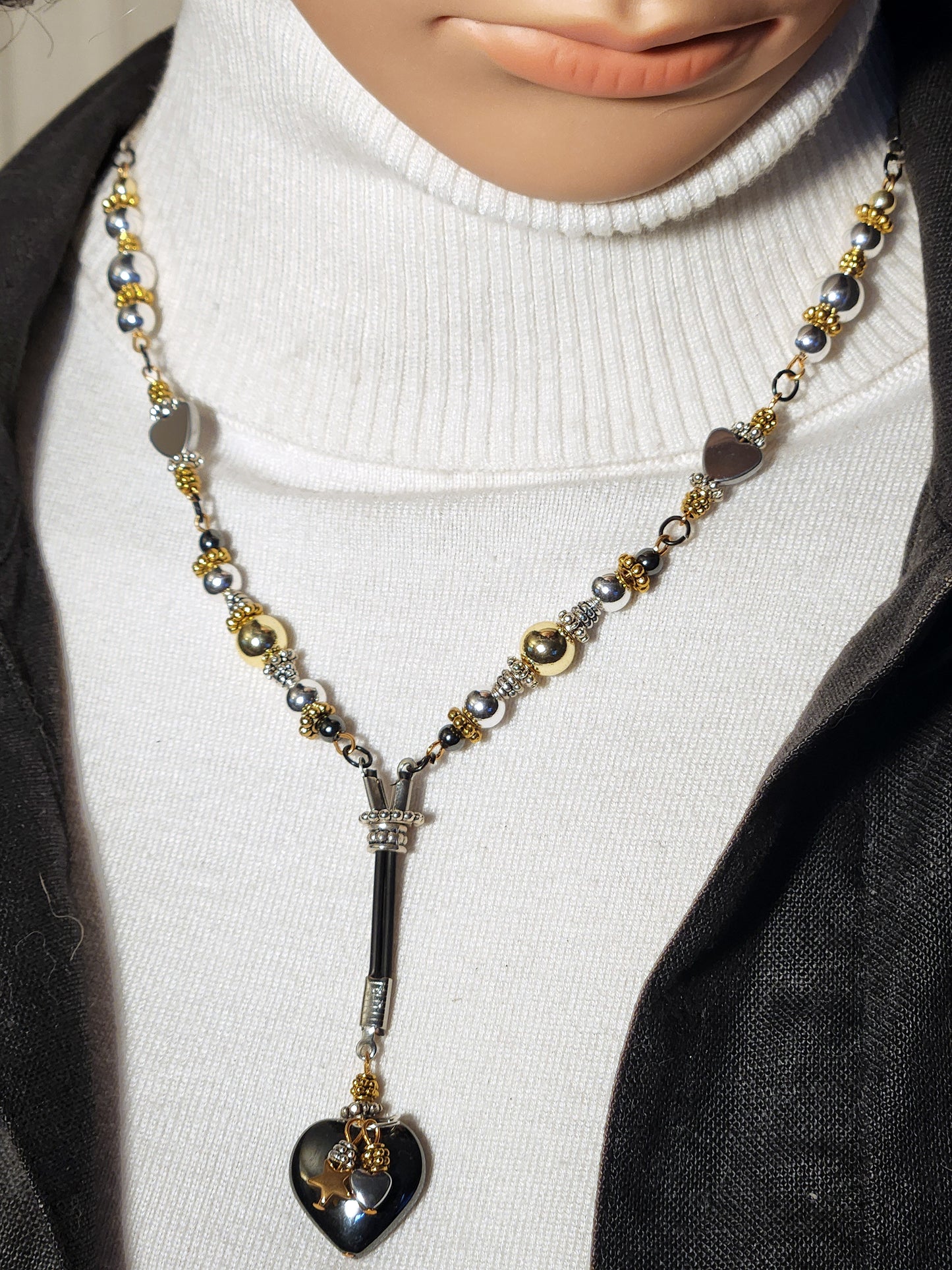 GOLD, STERLING SILVER, GUNMETAL LARIAT