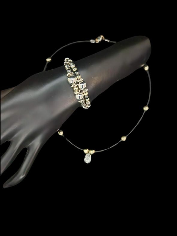 18K GOLD BALL WITH CUBIC ZIRCONIA PENDANT CHOKER