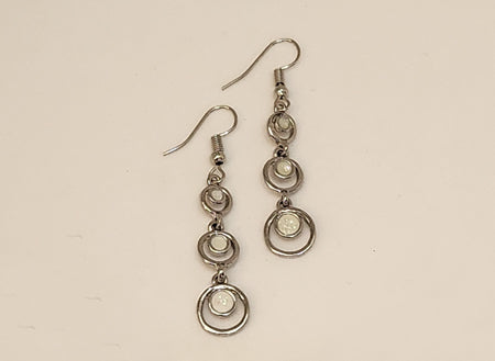 3 DROP STERLING SILVER /WHITE OPAL EARRING