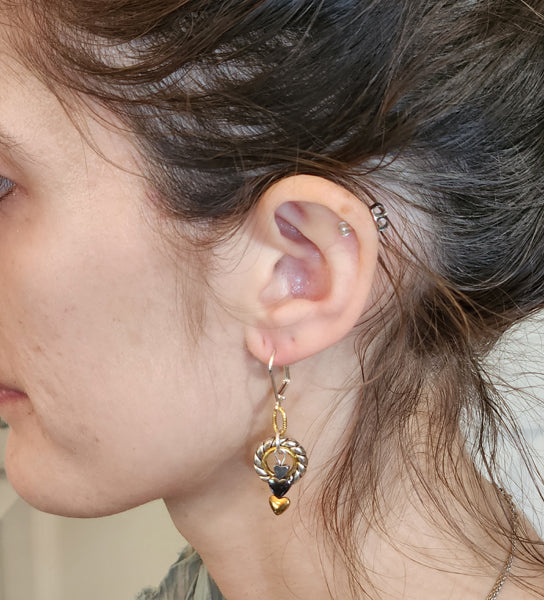 SMALL HOLLI HEART GOLD and SILVER EARRINGS