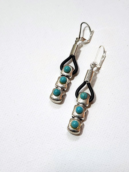 3 TURQUOISE STONE SILVER EARRINGS