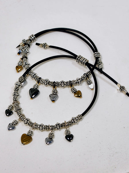 THE HOLLI HEART HEMATITE ADJUSTABLE BRANKLET