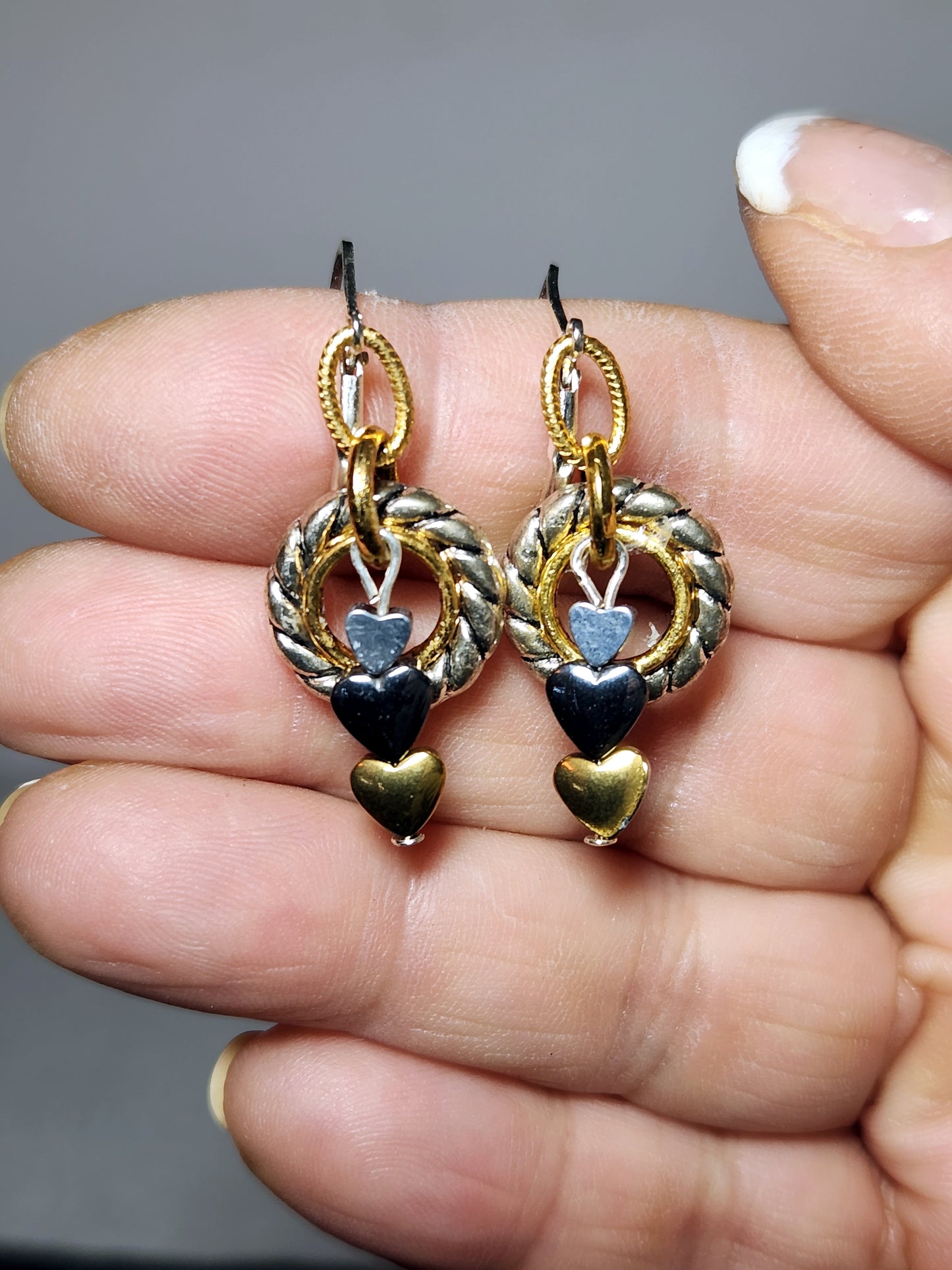 SMALL HOLLI HEART GOLD and SILVER EARRINGS