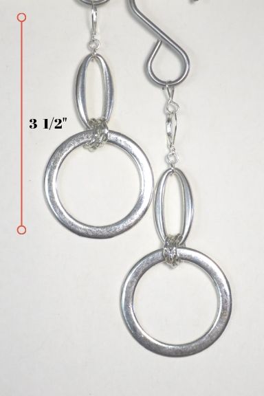 LARGE ROUND RING AND OVAL SILVER EARRINGS