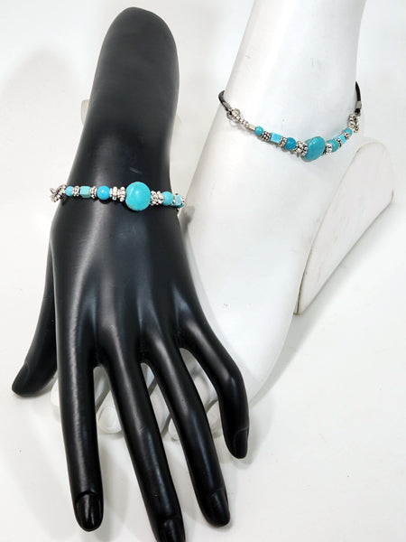 TURQUOISE ADJUSTABLE BRANKLET (adjustable bracelet/anklet)