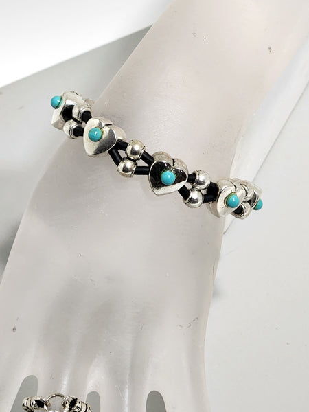 TURQUOISE and SILVER HEART BRACELET