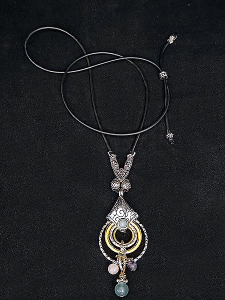 ADJUSTABLE 5 RINGS W CAP AND CASCADING STONE BALLS