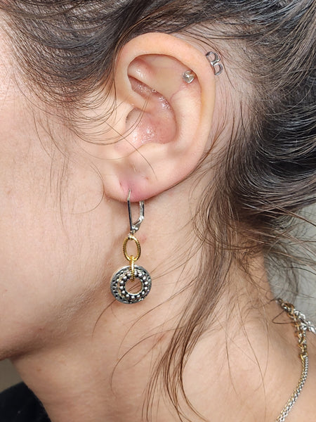 SMALL GOLD & SILVER 2 RING EARRING