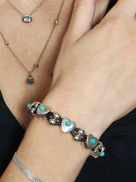 TURQUOISE and SILVER HEART BRACELET