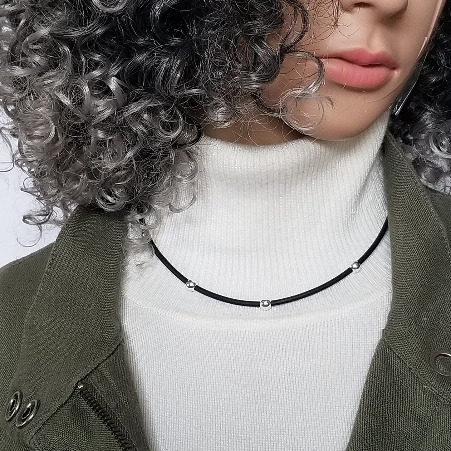 STERLING SILVER 6 BALL CHOKER NECKLACE