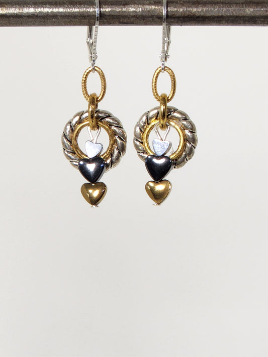 SMALL HOLLI HEART GOLD and SILVER EARRINGS