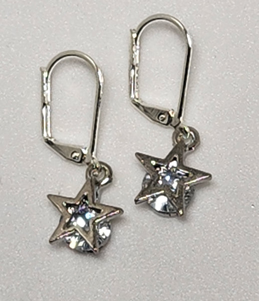 STAR CUBIC ZIRCONIA DROPS ON STERLING SILVER EAR WIRES