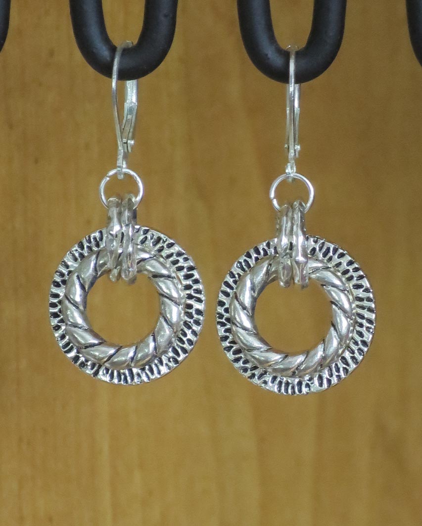 SMALL SILVER DOUBLE RING EARRING