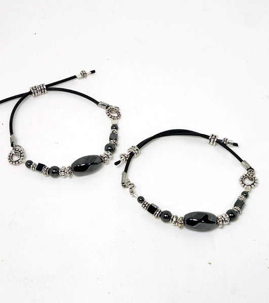 HEMATITE STONE BRANKLET (adjustable bracelet/anklet)