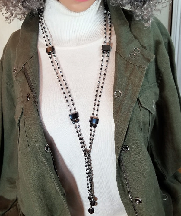 ALL BEADED HEMATITE 40" ROPE LARIAT