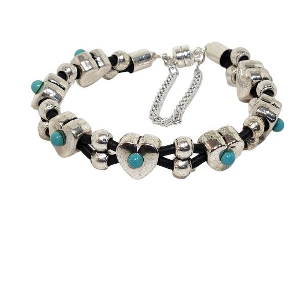 TURQUOISE and SILVER HEART BRACELET