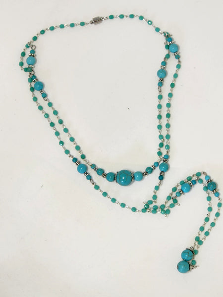 TURQUOISE DOUBLE LARIAT with MAGNETIC CLASP